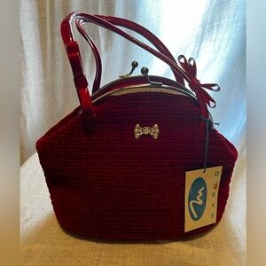 Vintage Marlo bag with tags. Faux diamond accent. Bow. Red and silver.